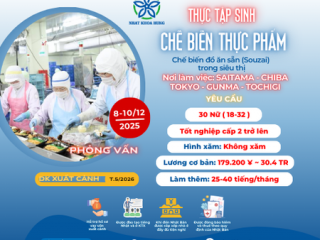 | SAITAMA - CHIBA - TOKYO - GUNMA - TOCHIGI | TUYỂN GẤP 30 NỮ CHẾ BIẾN THỰC PHẨM