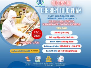 |TOKYO, KANAGAWA, SAITAMA, CHIBA| TUYỂN 20 NỮ LÀM CHẾ BIẾN THỰC PHẨM  