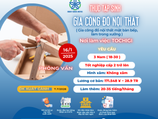 | TOCHIGI | GIA CÔNG ĐỒ NỘI THẤT CẦN TUYỂN 3 NAM LÀM VIỆC TẠI NHẬT BẢN