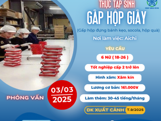 [AICHI] TUYỂN 6 NỮ GẤP HỘP GIẤY LÀM LƯƠNG CAO!